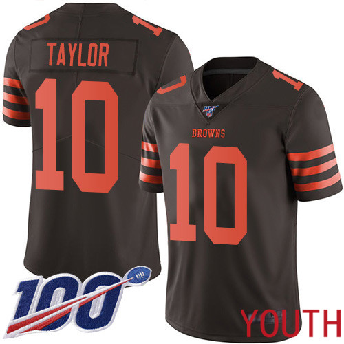 Cleveland Browns Taywan Taylor Youth Brown Limited Jersey #10 NFL Football 100th Season Rush Vapor Untouchable